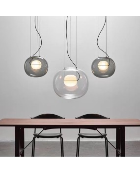 Nordic minimalist modern glass round pendant light, milk tea shop, clean bar restaurant pendant light, designer bedroom bedside pendant light