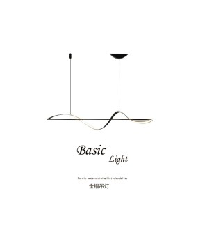 2023 all copper modern minimalist dining table, minimalist dining room pendant light, long strip high-end pendant light fixture