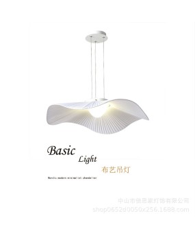 Modern and minimalist Nordic LED lotus leaf lamp for girls with Instagram style creative and personalized lighting for restaurants. Internet famous fabric pendant light