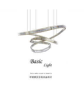 Crystal Step by Step High Ribbon Modern Simple Light Luxury Sales Department Hall Staircase Villa Living Room Dining Room Pendant Light