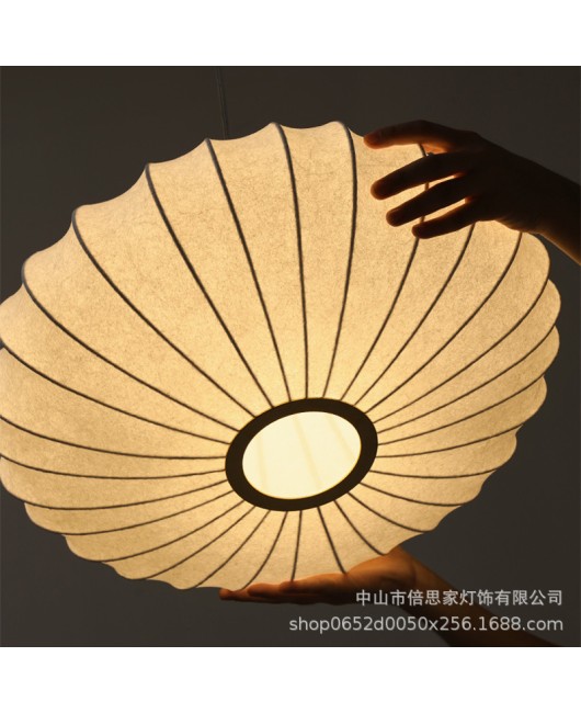 Japanese retro Italian wabi sabi wind lamp Zen style Chinese bedroom lamp Warm study silk ceiling lamp