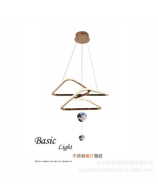 Beisijia Stainless Steel Nordic Minimalist Light Luxury Living Room, Dining Room, Bedroom, Living Room, Study, Designer's Line Pendant Lamp