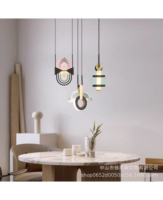 New Nordic Italian designer colored glass bedroom headboard dining bar decoration pendant light