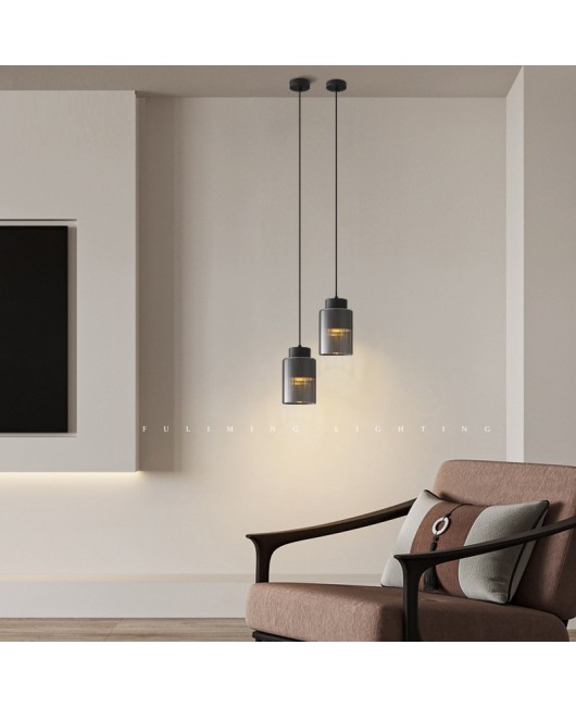 2024 all copper glass modern minimalist restaurant dining table, bedroom sofa, bedside designer, high-end pendant light