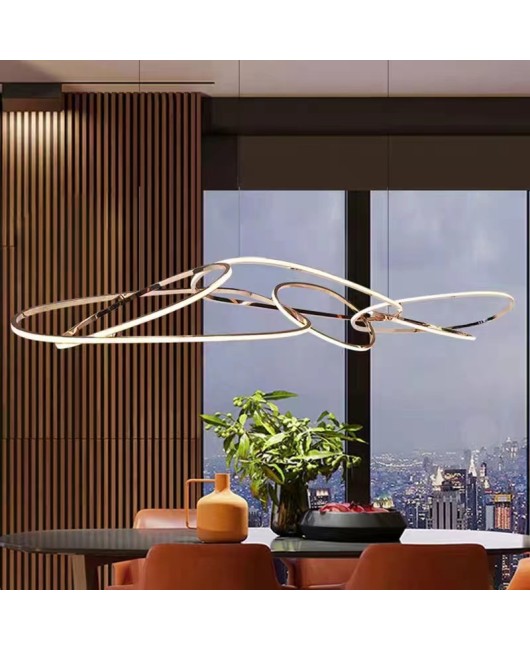 Nordic postmodern minimalist high-end designer stainless steel special-shaped art bedroom, dining room, living room decoration pendant light