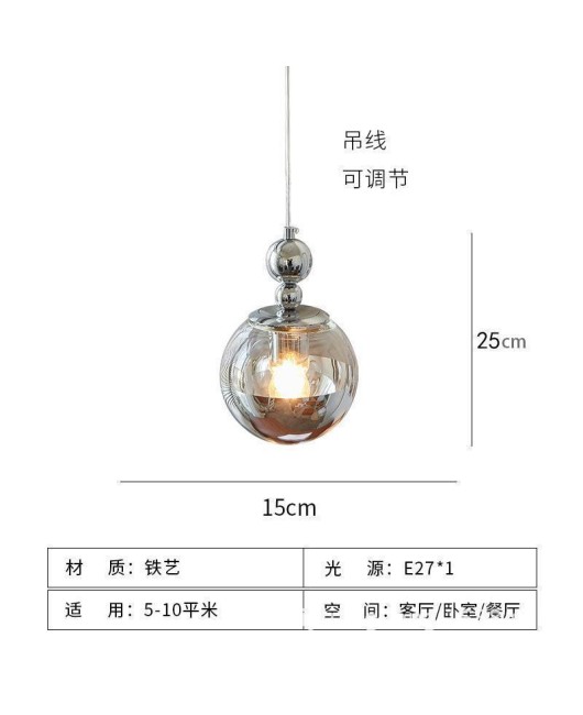 Nordic minimalist modern glass round pendant light, milk tea shop, clean bar restaurant pendant light, designer bedroom bedside pendant light