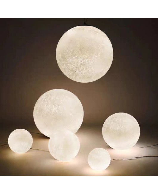 Nordic Creative Showcase Art Restaurant Internet Celebrity Sphere Planet Atmosphere Moon Resin Pendant Lamp Outdoor