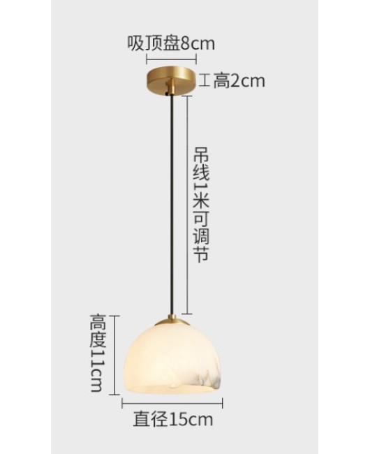 Light luxury Spanish marble all copper homestay hotel engineering restaurant bedroom corridor balcony bedroom bedside pendant light