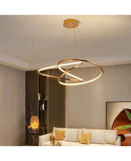 Modern minimalist high-end designer stainless steel art loop bedroom dining room pendant light minimalist energy-saving