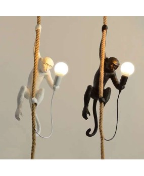 Cross border Nordic monkey lantern clothing store light retro industrial style animal resin Italian hemp rope pendant light