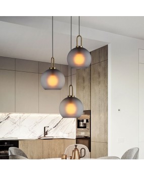 Nordic minimalist modern glass round pendant light, milk tea shop, clean bar restaurant pendant light, designer bedroom bedside pendant light