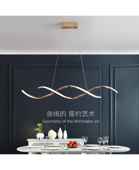 Luxury living room pendant lamp Modern simple high-end designer Stainless steel Fried Dough Twists art line Bedroom dining room lamp