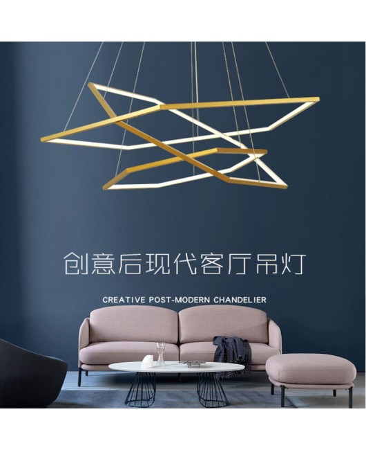 Light luxury living room pendant light, modern minimalist high-end designer stainless steel hexagonal artistic lines, bedroom dining room light