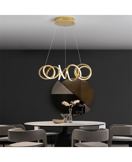 Spring coil light luxury living room pendant light, modern minimalist high-end designer stainless steel artistic lines bedroom dining room light