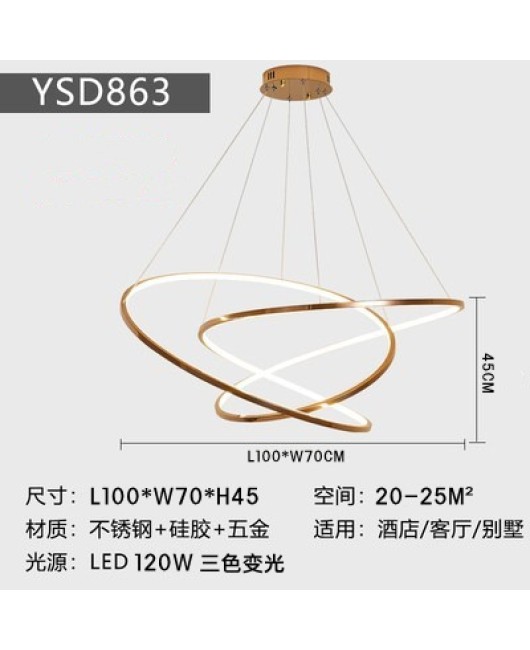 Modern minimalist high-end designer stainless steel art loop bedroom dining room pendant light minimalist energy-saving