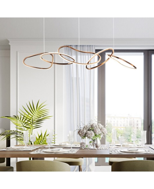 Light luxury living room pendant light, modern minimalist high-end designer stainless steel edamame art line bedroom dining room light