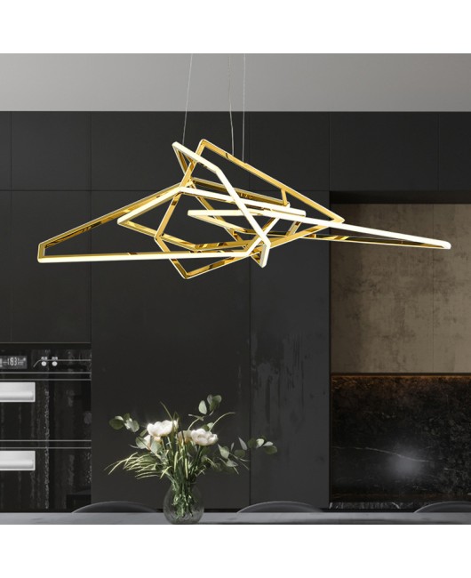 Postmodern restaurant bar counter pendant light stainless steel LED geometric irregular minimalist luxury living room bedroom Nordic lighting fixtures