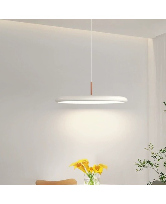 Nordic modern restaurant UFO pendant light, intelligent voice rocker arm dining table light, milk oil wind movable bar desk lamp