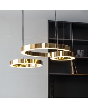 Modern minimalist high-end designer stainless steel hotel engineering circular pendant light energy-saving and luxurious