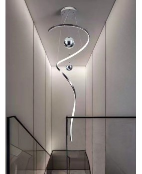 Beisijia Modern Minimalist High end Designer Stainless Steel Art Lines Mermaid Staircase Project Pendant Light