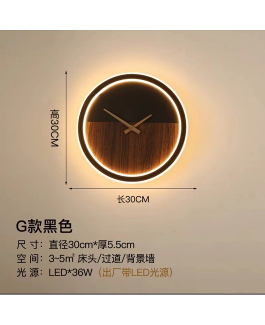 Modern minimalist and fashionable home foyer creative home wall clock clock clock wall lamp new interior design