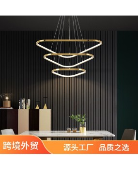 Triangular luxury living room pendant light, modern minimalist high-end designer, stainless steel artistic lines, bedroom dining room light