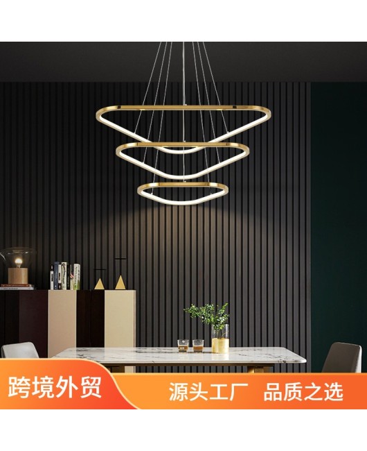 Triangular luxury living room pendant light, modern minimalist high-end designer, stainless steel artistic lines, bedroom dining room light