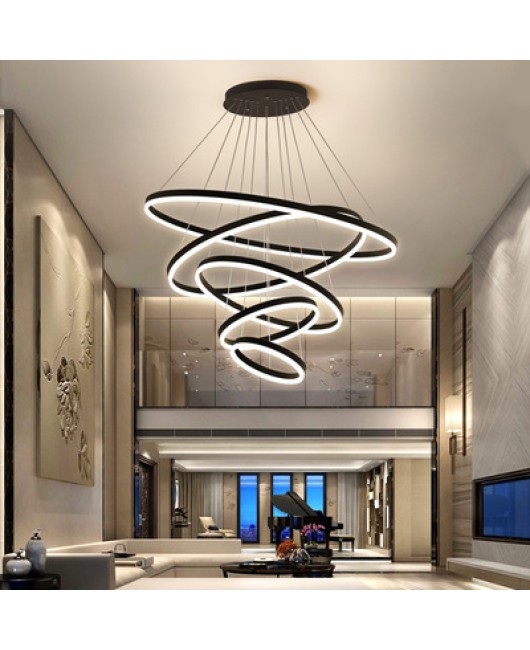 Modern minimalist LED living room light luxury Nordic circular dining room bedroom bar counter duplex villa chandelier