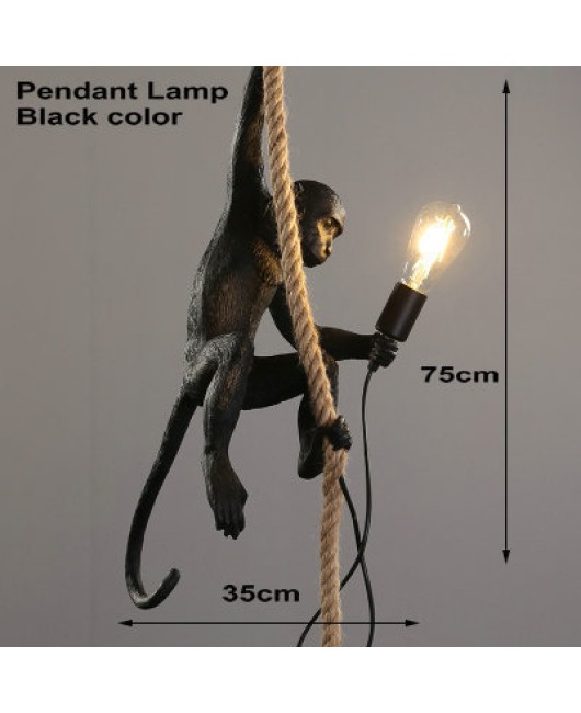 Cross border Nordic monkey lantern clothing store light retro industrial style animal resin Italian hemp rope pendant light