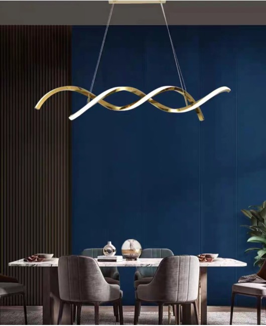 Luxury living room pendant lamp Modern simple high-end designer Stainless steel Fried Dough Twists art line Bedroom dining room lamp