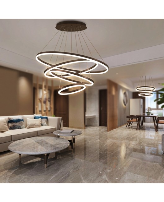 Modern minimalist LED living room light luxury Nordic circular dining room bedroom bar counter duplex villa chandelier