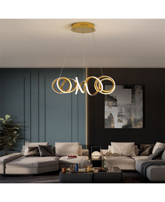 Spring coil light luxury living room pendant light, modern minimalist high-end designer stainless steel artistic lines bedroom dining room light