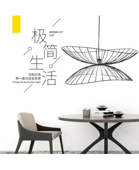 Nordic retro simple modern light luxury entrance hall restaurant dining room straw hat pendant light warm light