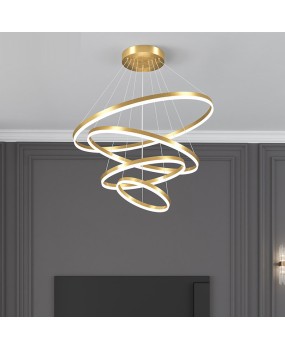 Modern minimalist LED living room light luxury Nordic circular dining room bedroom bar counter duplex villa chandelier