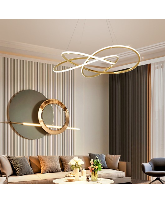 Four leaf clover light luxury living room pendant light, modern minimalist high-end designer stainless steel artistic lines bedroom dining room light