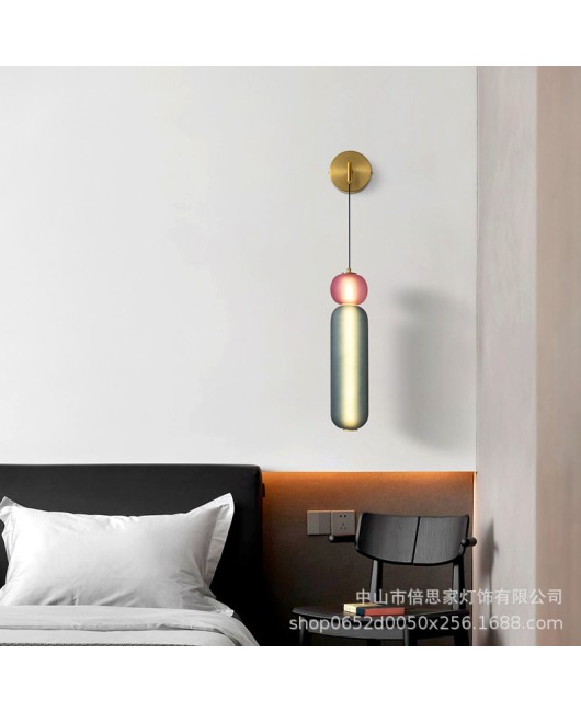 Nordic minimalist colored glass bedside pendant light, living room, bedroom, dining room designer combination decorative pendant light