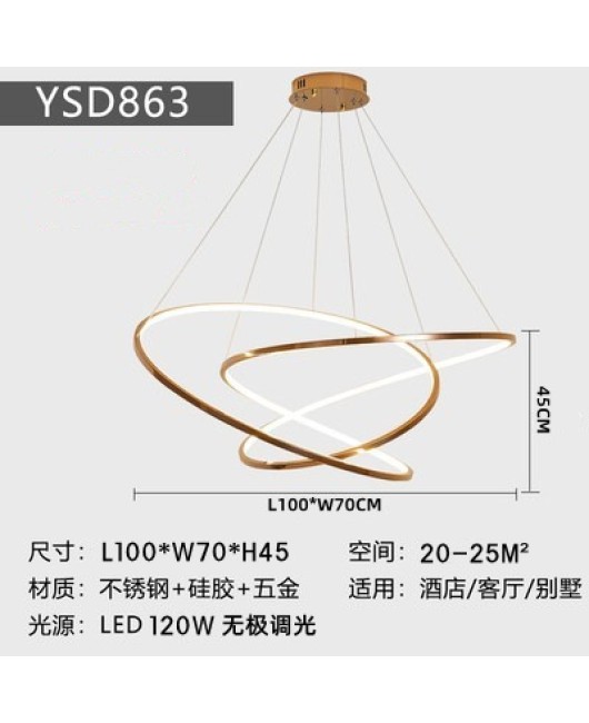 Modern minimalist high-end designer stainless steel art loop bedroom dining room pendant light minimalist energy-saving