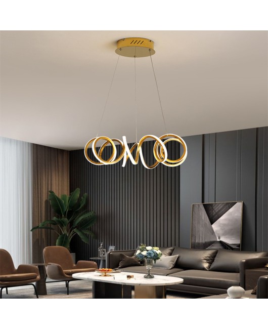 Spring coil light luxury living room pendant light, modern minimalist high-end designer stainless steel artistic lines bedroom dining room light