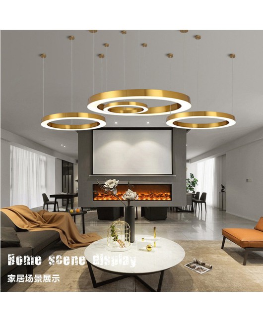 Modern minimalist high-end designer stainless steel hotel engineering circular pendant light energy-saving and luxurious