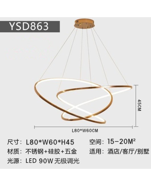 Modern minimalist high-end designer stainless steel art loop bedroom dining room pendant light minimalist energy-saving