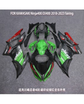 Suitable for Kawasaki NINJA 400 EX400 2018-23 full car shell carbon fiber pattern in red and green