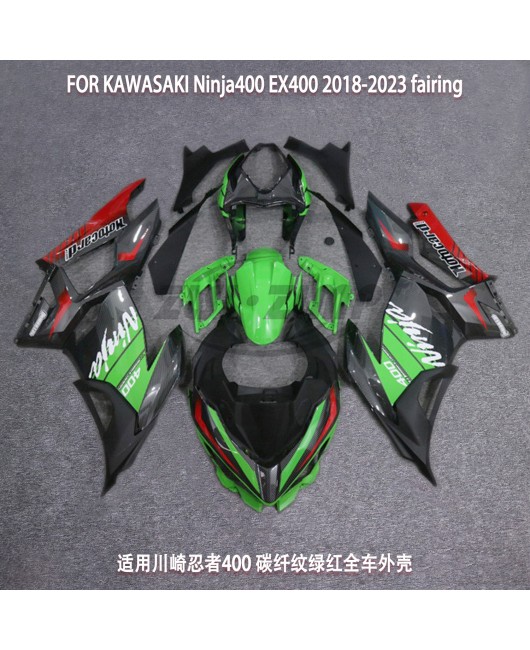 Suitable for Kawasaki NINJA 400 EX400 2018-23 full car shell carbon fiber pattern in red and green