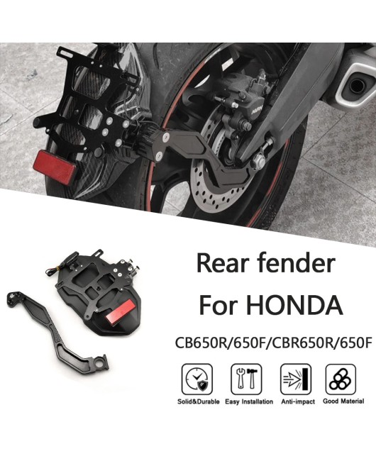 Suitable for Honda CB650R/650F18-23 modified carbon brazing single arm rear mudguard short tail license plate holder