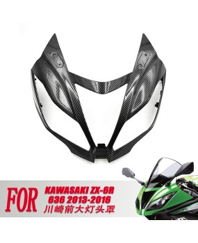 Suitable for Kawasaki KAWASAKI ZX-6R 636 2013-2016 Front Nose and Headlight Cover Carbon Fiber Pattern