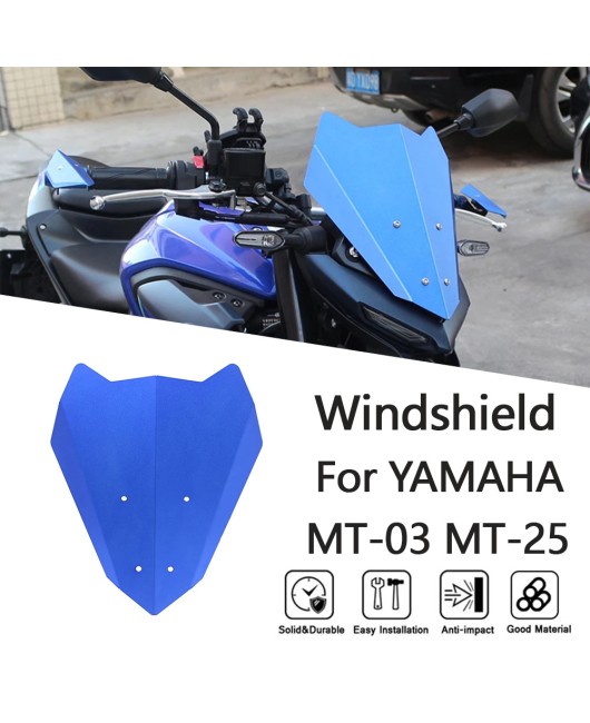 Suitable for Yamaha MT-03 MT-25 20-24 year modified aluminum alloy front windshield diffuser and windshield head cover