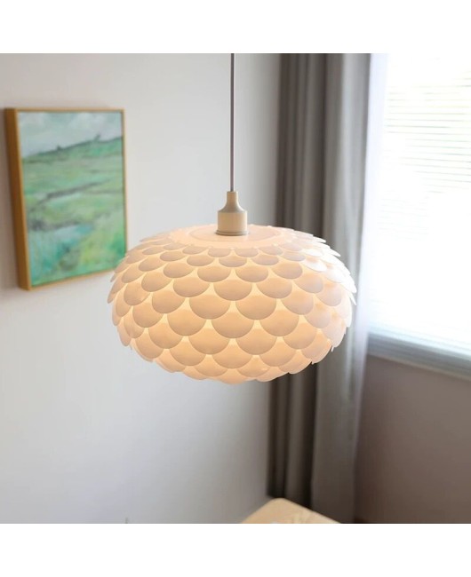 Nordic minimalist cream style fish scale restaurant pendant light, modern master bedroom lighting, entrance foyer light, children's room ceiling light