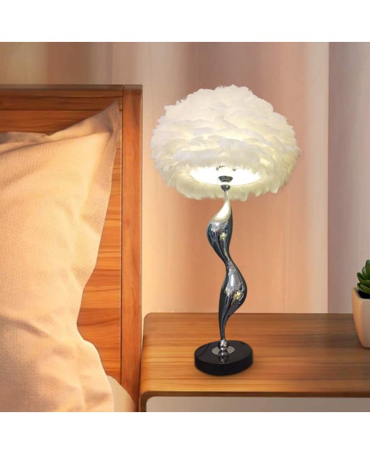 Internet celebrity Instagram style feather lamp desk lamp living room bedroom floor lamp atmosphere decoration bedside lamp desk lamp feather lamp