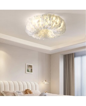 Modern minimalist ins style donut pendant light, ceiling light, women's bedroom feather light pendant light, living room feather light pendant light