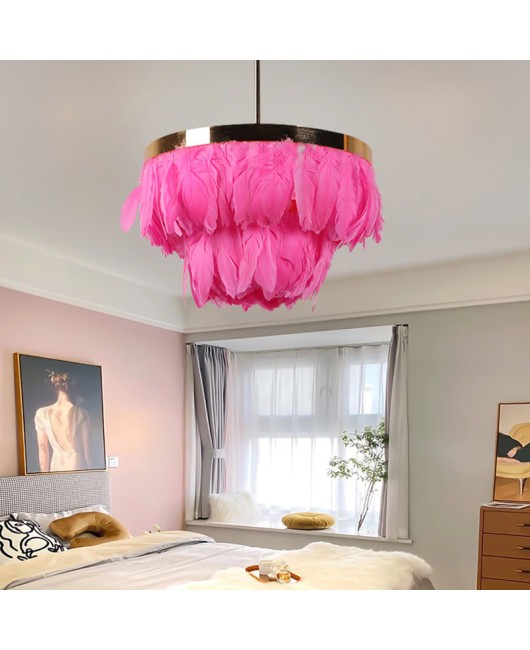 Popular live streaming room, internet famous pendant light, Nordic postmodern creative LED feather pendant light, hotel living room, bedroom lighting fixtures