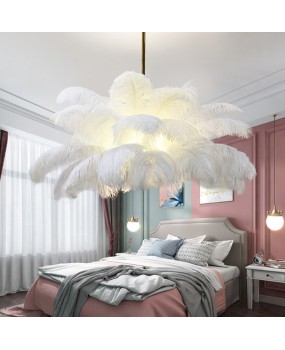 Manufacturer's direct sale of postmodern creative LED feather pendant lights, hotel clubs, living rooms, bedrooms, pendant lights, feather lights wholesale